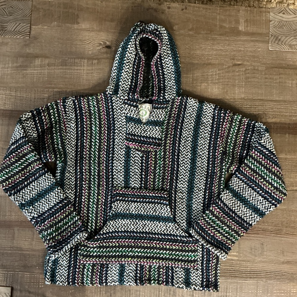 Baja Joe Hoodie Pancho Unisex Size Small Multicolored Baja Jacket